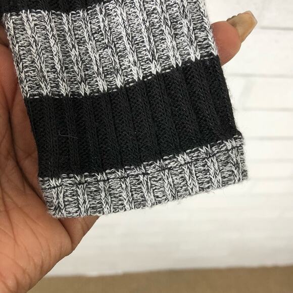 Body Wrappers Black Gray Striped Rib Knit Ruched Side Fitted Shirt Top Size XS - Picture 5 of 8